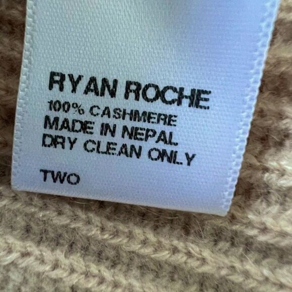 Ryan Roche 100% Cashmere Size 2 Oversized Tunic Short Sleeve Sweater Beige Tan - Picture 7 of 12
